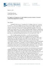 Support of Nomination of Vanita Gupta to Associate Attorney General at United States Department of Justice