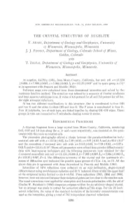 THE CRYSTAL STRUCTURE of AUGELITE An.Trr, Deportment of Geology Ond Geophys'ics, Uni,Aersity O1 Minnesota, Minneapolis, Minmesot