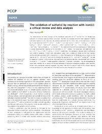 The Oxidation of Sulfur(IV) by Reaction with Iron(III): a Critical Review and Data Analysis Cite This: Phys