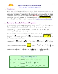 Basic Calculus Refresher