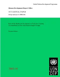 HDRO Background Paper 2002, Subasic