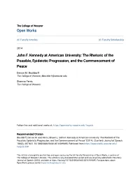 John F. Kennedy at American University: the Rhetoric of the Possible, Epideictic Progression, and the Commencement of Peace