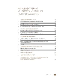 MANAGEMENT REPORT of the BOARD of DIRECTORS LVMH and the Environment