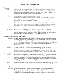 Puppy Health Check List