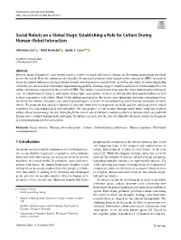 Social Robots on a Global Stage: Establishing a Role for Culture During Human–Robot Interaction