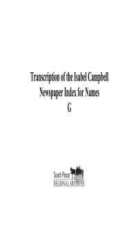 Transcription of the Isabel Campbell Newspaper Index for Names G