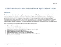 USGS Guidelines for the Preservation of Digital Scientific Data