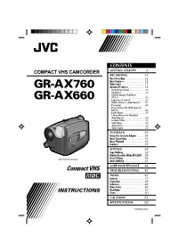 Gr-Ax760 Gr-Ax660 Compact Vhs Camcorder Instructions