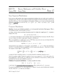 Lecture Notes #17: Some Important Distributions and Coupon Collecting