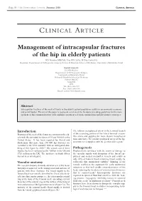 Management of Intracapsular Fractures of the Hip in Elderly Patients