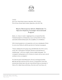 Mazda Motorsports Selects Multimatic to Operate Daytona Prototype International Program