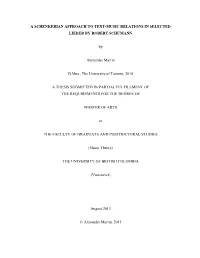 A Schenkerian Approach to Text-Music Relations in Selected Lieder by Robert Schumann