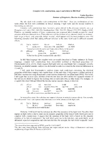 Complex Verb Constructions, Aspect and Telicity in Hill Mari1