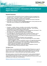 Gatsby Benchmark 7 – Encounters with Further and Higher Education