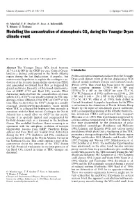 Modelling the Concentration of Atmospheric CO2 During the Younger Dryas Climate Event