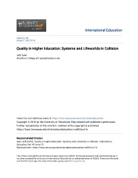 Quality in Higher Education: Systems and Lifeworlds in Collision