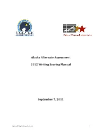 Alaska Alternate Assessment 2012 Writing Scoring Manual September
