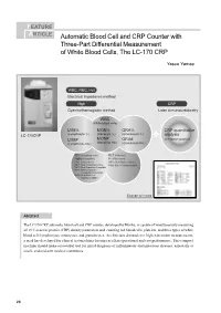 Automatic Blood Cell and CRP Counter with Three-Part Differential
