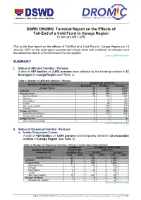 DSWD DROMIC Terminal Report on the Effects of Tail-End of a Cold Front in Caraga Region 18 January 2021, 6PM