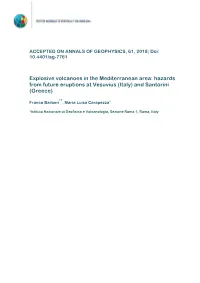 Hazards from Future Eruptions at Vesuvius (Italy) and Santorini (Greece)