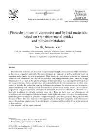 Photochromism in Composite and Hybrid Materials Based on Transition-Metal Oxides and Polyoxometalates