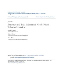 PRISONERS and THEIR INFORMATION NEEDS: PRISON LIBRARIES OVERVIEW by Sambo, Atanda Saliu