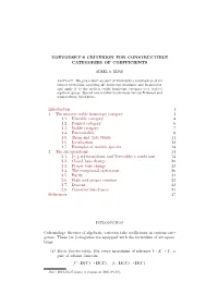 Voevodsky's Criterion for Constructible Categories of Coefficients