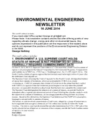 Environmental Engineering Newsletter 16 June 2014