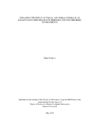 Exploring the Effect of Visual and Verbal Feedback on Ballet Dance Performance in Mirrored and Non-Mirorred Environments