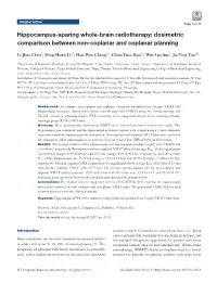 Hippocampus-Sparing Whole-Brain Radiotherapy: Dosimetric Comparison Between Non-Coplanar and Coplanar Planning
