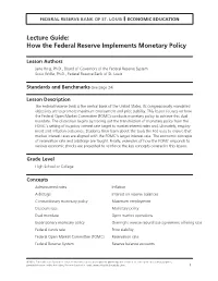 Lecture Guide: How the Federal Reserve Implements Monetary Policy