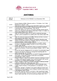 Reference List Concerning Anosmia