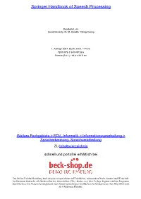 Springer Handbook of Speech Processing