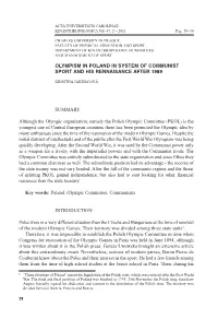 SUMMARY Although the Olympic Organization, Namely the Polish