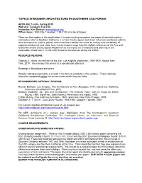 Topics in Modern Architecture in Southern California