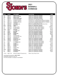 2021 Baseball Schedule