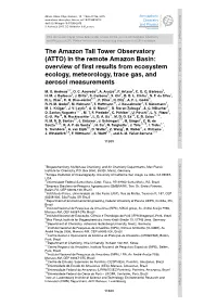 (ATTO) in the Remote Amazon Basin: Overview of First Results From
