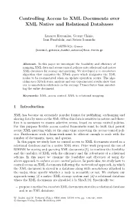 Controlling Access to XML Documents Over XML Native and Relational Databases