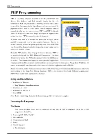 PHP Programming 1 PHP Programming