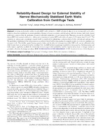 Reliability-Based Design for External Stability of Narrow Mechanically Stabilized Earth Walls: Calibration from Centrifuge Tests