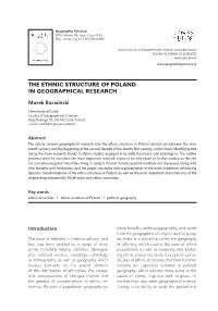 The Ethnic Structure of Poland in Geographical Research