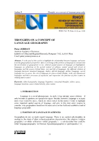 Thoughts on a Concept of Language Geography