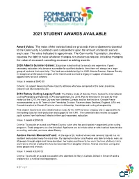 2021 Student Awards Available