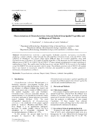 Characterization of Chromobacterium Violaceum Isolated from Spoiled Vegetables and Antibiogram of Violacein