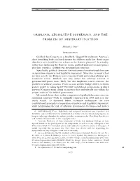 Gridlock, Legislative Supremacy, and the Problem of Arbitrary Inaction