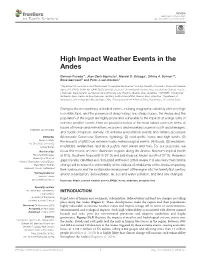 High Impact Weather Events in the Andes