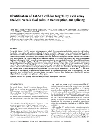 Identification of Tat-SF1 Cellular Targets by Exon Array Analysis Reveals Dual Roles in Transcription and Splicing
