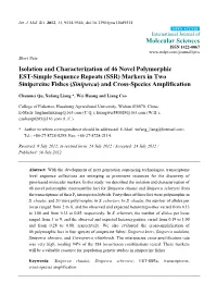 Isolation and Characterization of 46 Novel Polymorphic EST-Simple Sequence Repeats (SSR) Markers in Two Sinipercine Fishes (Siniperca) and Cross-Species Amplification
