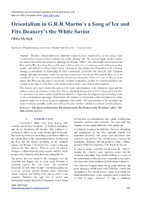 Orientalism in G.R.R Martin's a Song of Ice and Fire Deanery's the White