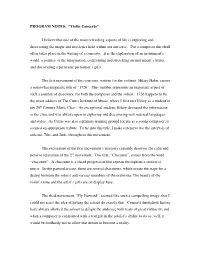 PROGRAM NOTES: “Violin Concerto”
